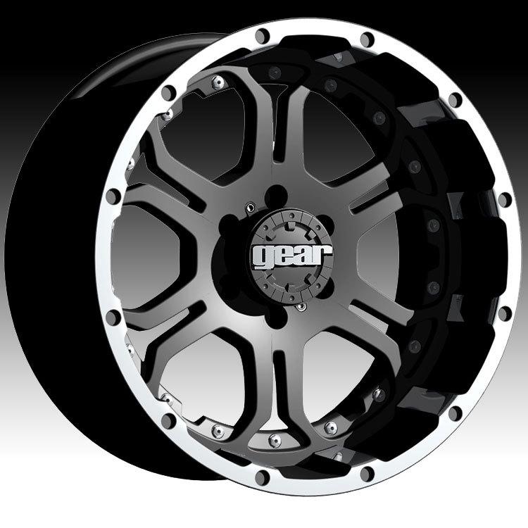 18"  gear alloy recoil carbon black machined w/ accents h2 sut ram wheels rims 