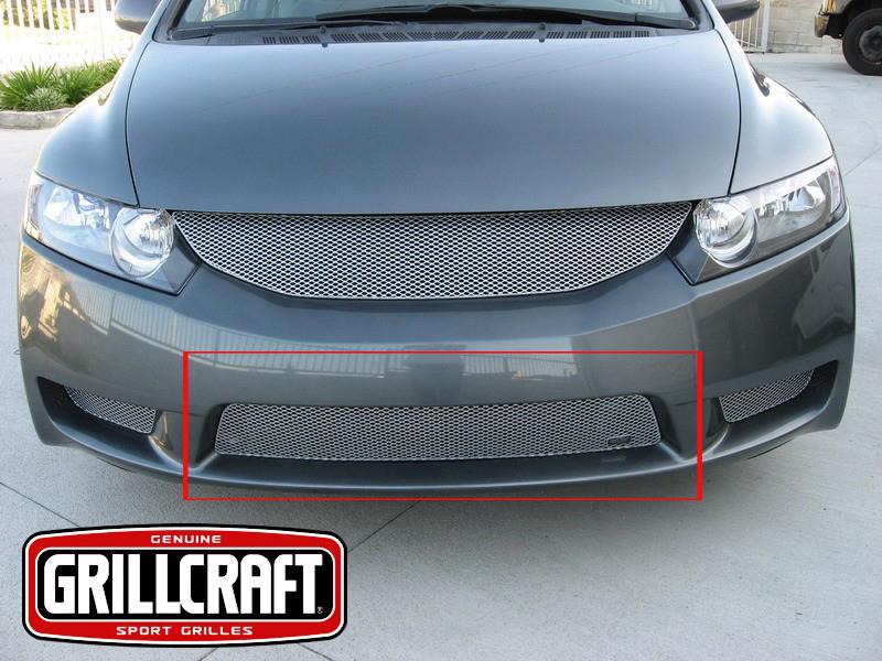 2009-2011 honda civic 4 door grillcraft lower 1pc silver grille insert mx grill