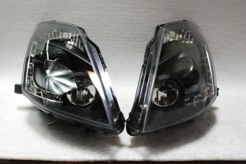 03-05 nissan 350z fairlady z33 drl led strip projector black headlights lamps