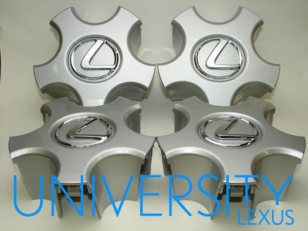 X4 new oem silver center caps, 01-06 ls430 17" wheel caps, silver w/chrome logo