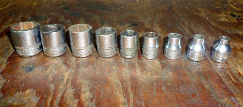 Snap-on tools 9 pc. shallow socket lot fs series 3/8" drive sae