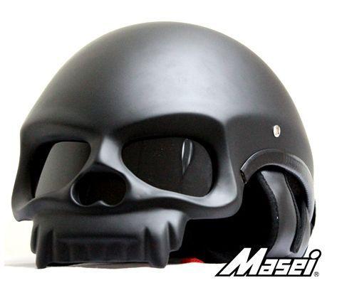 Masei 419 matt black skull style chopper helmet with dot approval by imwstore