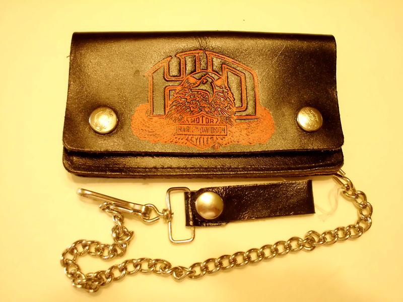 Harley-davidson wallet vintage nos 80's chain included 6" x 3-/12"