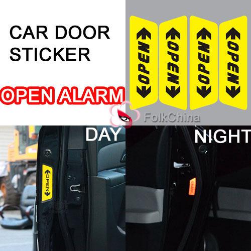 4 x fluorescence "open" alarm car door stickers vpa-stk-01