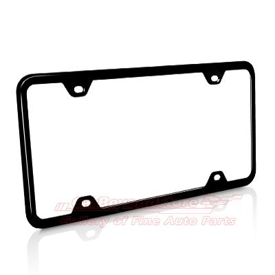 Slim black stainless steel 4 holes license plate frame, made in usa + free gift