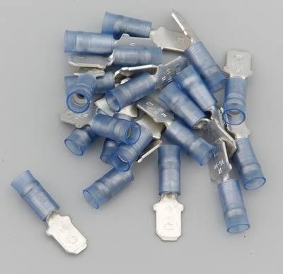 Electrical wiring connectors nylon 1/4" stud spade 14-16 gauge male blue setof20