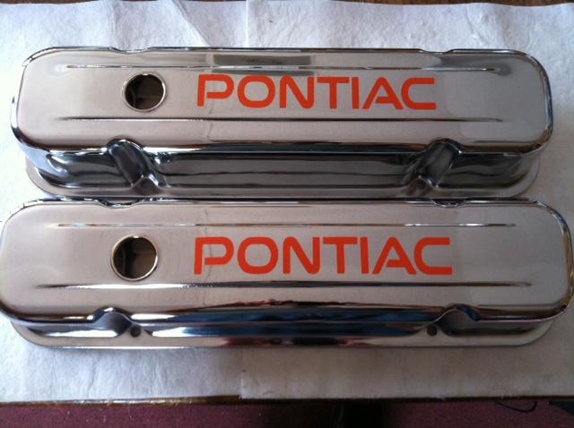 67,68,69,71-79,pontiac,firebird 350 455 valve covers orange logo 