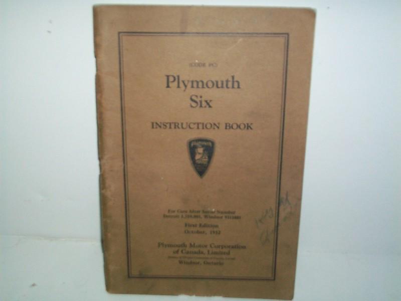 1933 plymouth six owners manual instruction book
