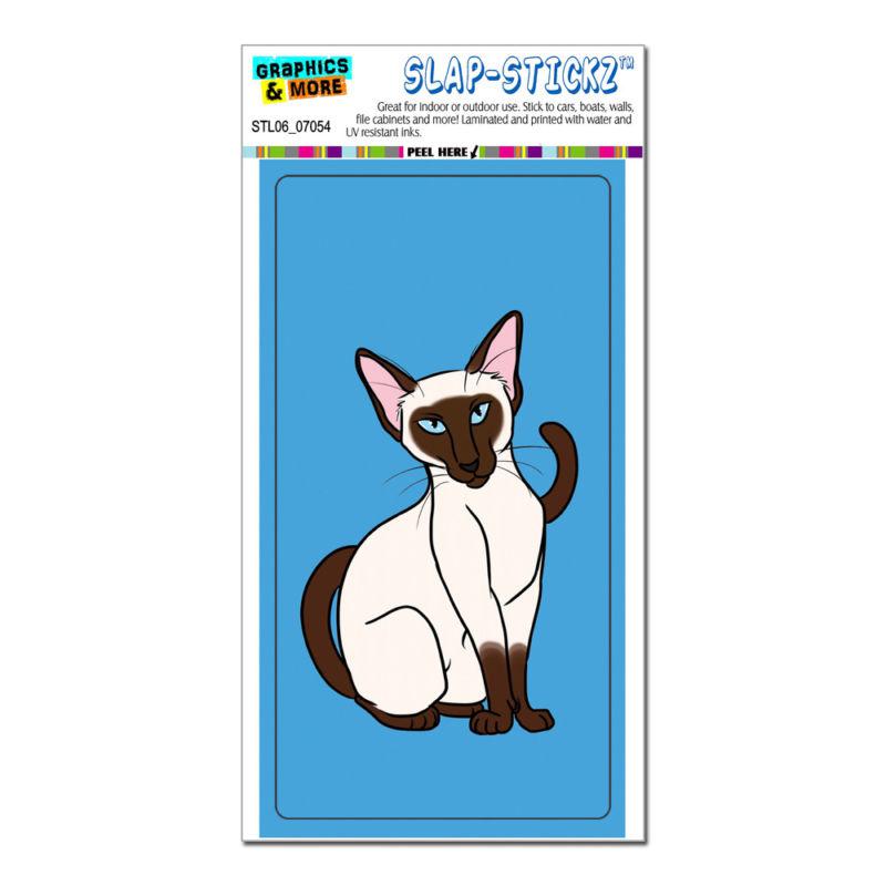 Siamese cat on blue - pet - slap-stickz™ car window locker bumper sticker