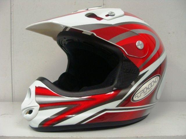 Thh t-690 motorcross helmet #3 white and red (xlarge) dot approved