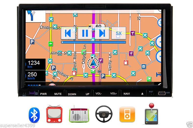  7" hd car gps navigation ipod radio dvd player double din stereo bt touch