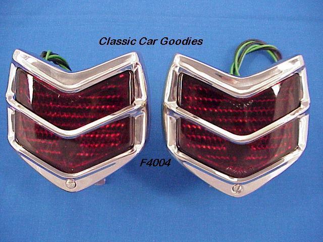 1940 ford tail lights (2) w/ glass lenses and ss bezels