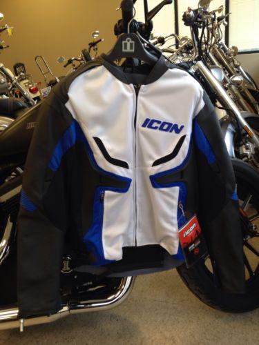 New icon compound hybrid mesh motorcycle jacket, blue, large