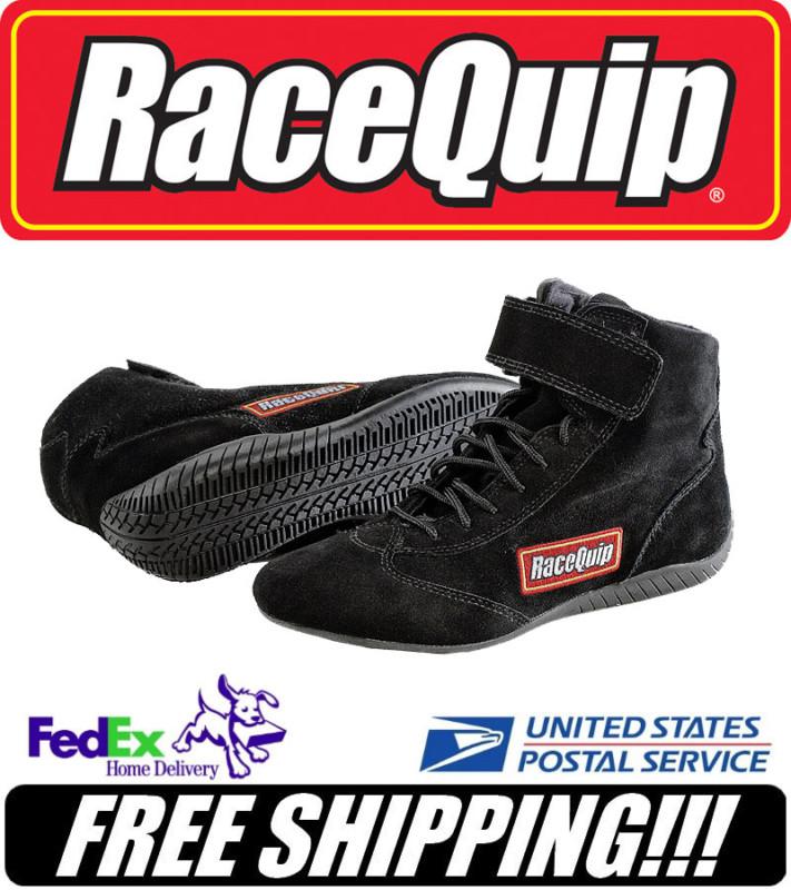 Racequip sfi 3.3/5 black suede leather racing/driving shoes size 8 #30300080
