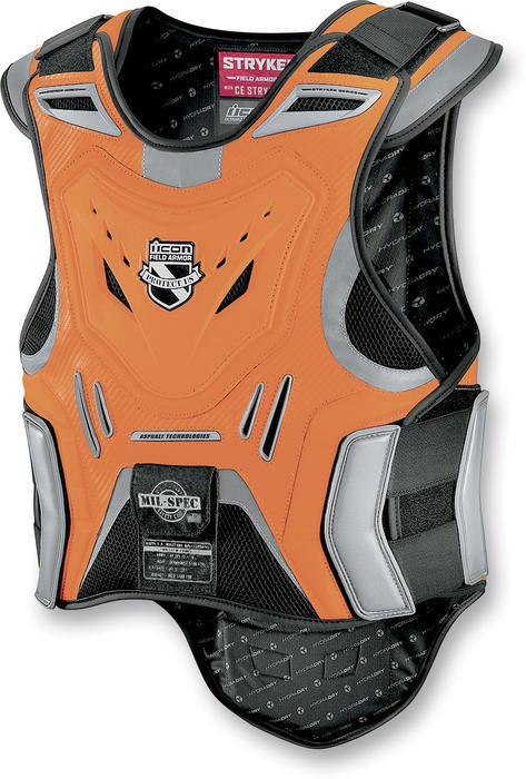 Icon stryker military spec motorcycle vest hi-viz orange large/x-large