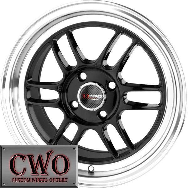 15 black drag dr-21 wheels rims 4x100 4 lug civic mini miata cobalt xb integra