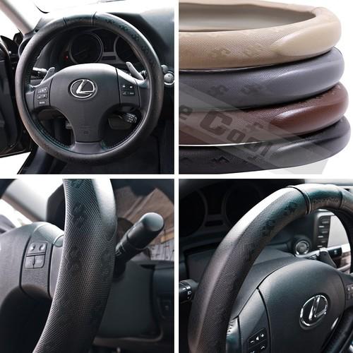 Leather steering wheel cover 51101 black hummer fiat car suv 14-15" 38cm truck 