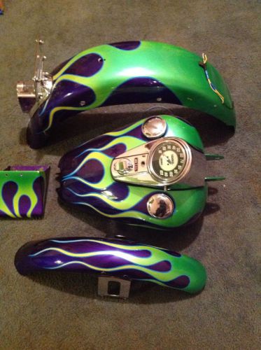 Harley davidson custom painted tank fenders and cowl, extras