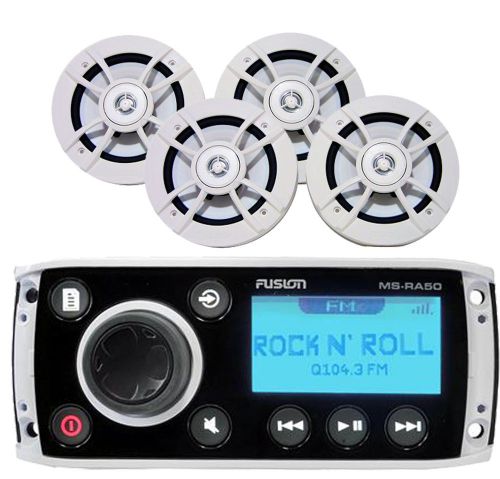 4 kenwood marine 6.5&#034; speakers,fusion 80w  am fm ipod iphone aux marine receiver