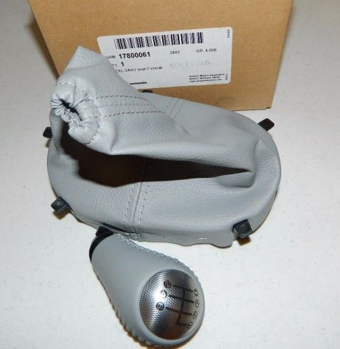 New nos gm 05 06 07 corvette leather gearshift knob boot set steel gray 17800061