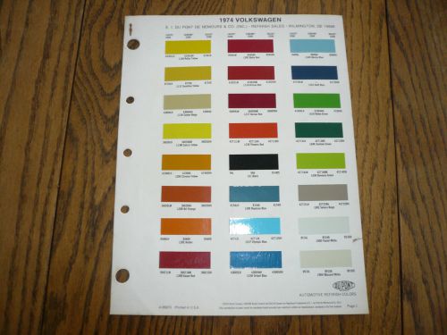 1974 vw dupont color chip paint sample - vintage