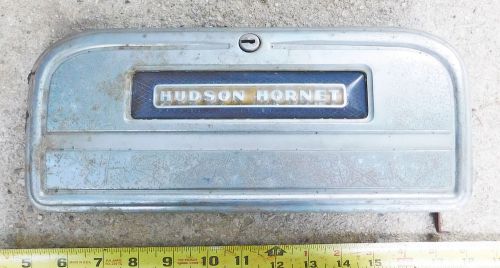Vintage glove box door with &#034;hudson hornet&#034; emblem