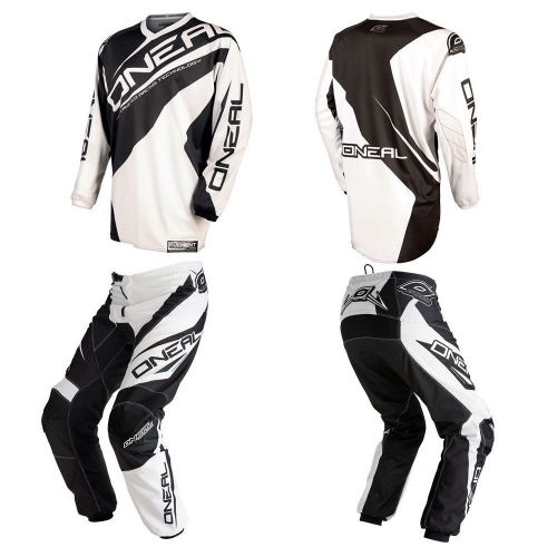 Oneal element black white motocross mx off-road dirtbike gear jersey pants combo