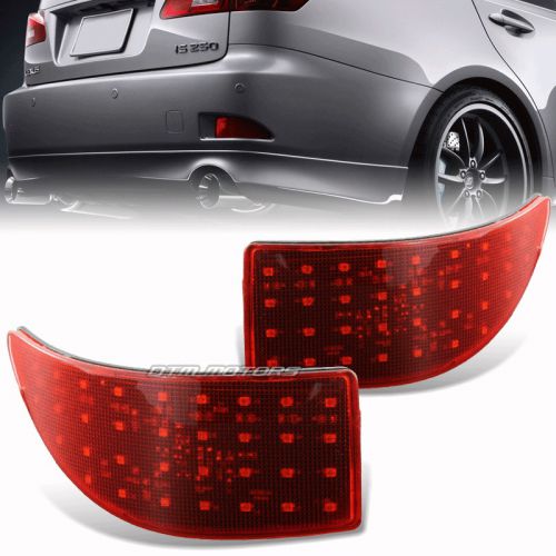 Red lens rear bumper reflector led brake lights for 06-13 lexus is250 is350