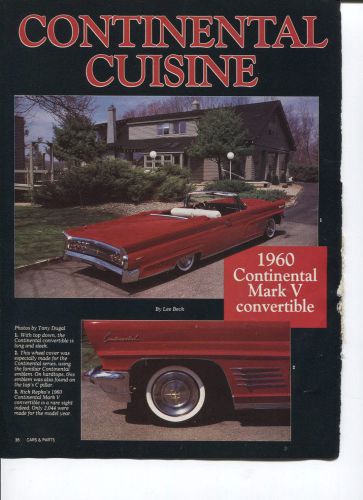 1960 lincoln continental mark v convertible 5 page article