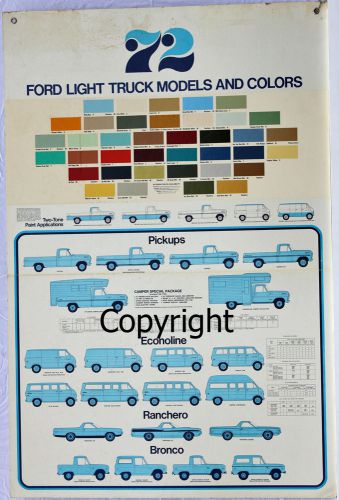 Showroom paint poster 1972 ford truck f100/f150 ranger/econoline/bronco/ranchero