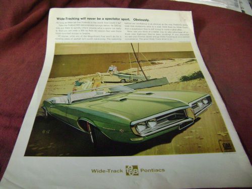 1968 pontiac firebird  magazine ad /poster  10.25x 13.5 &#034;