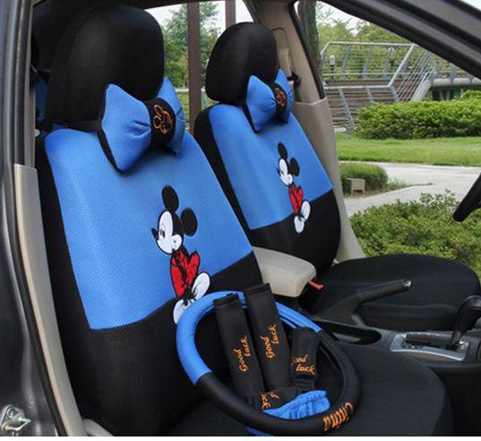 New - stylish and cute blue mickey pattern car safety seat cover-18pc