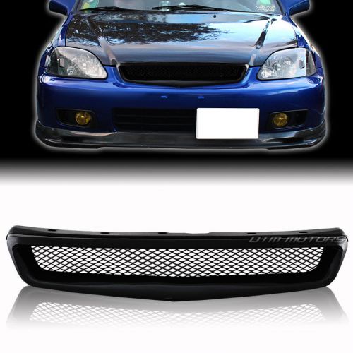 Black abs plastic mesh jdm style front grille for 1999-2000 honda civic