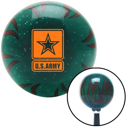 Orange us army insignia green flame metal flake shift knob with m16 x 1.5