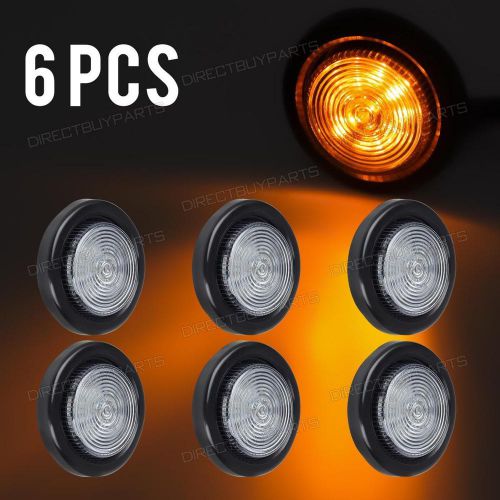 2&#034; round marker light clear/amber 9 diodes shock cover cab panel light 6pcs