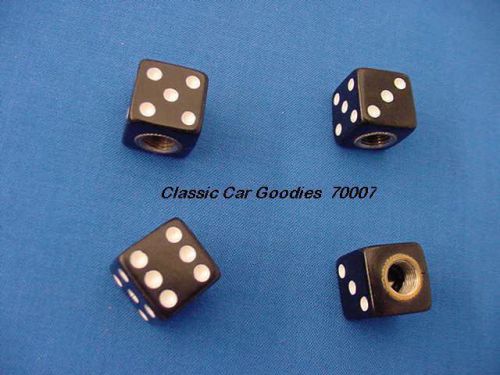 Tire valve caps &#034;black dice&#034; (4) new!