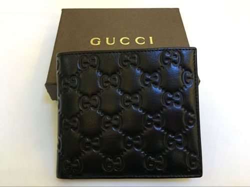 Men black gg gucci1 leather wallet
