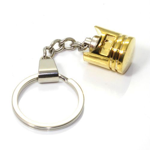 3d gold piston part key chain ring fob - for house, home, car, truck, bike keys
