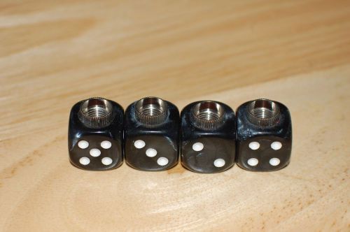 Dudds dice black gray marble w/white dots dice valve stem caps (4 pack)