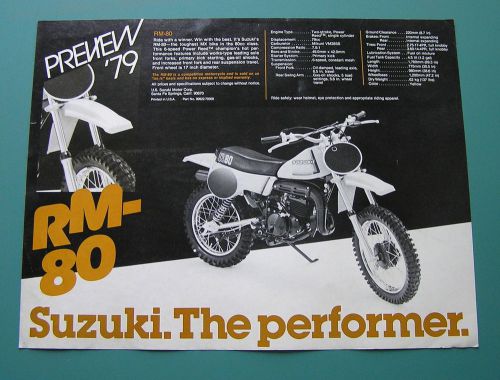 Suzuki motorcycle dealer sales preview brochures  rm80   rm50   1979 two sheets