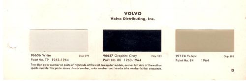 1963 1964 volvo 63 64 paint chips 64 dupont 10