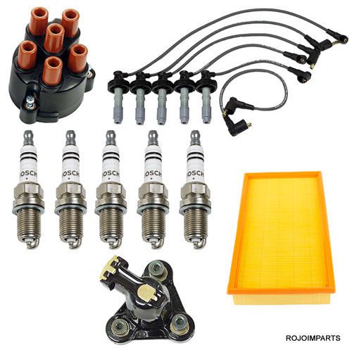 Volvo distributor rotor cap air filter ignition wire set spark plugs x5 kit new