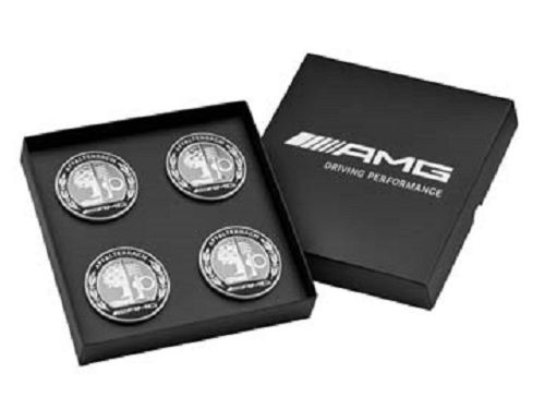 Genuine mercedes-benz amg heritage hub cap  amg emblem silver/black set of four