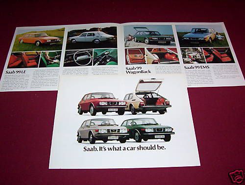 1975 saab 99le, ems, large full-line brochure, catalog