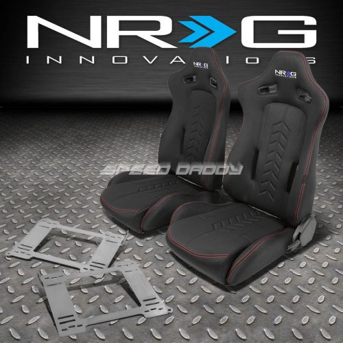 Nrg black reclinable racing seats+stainless steel bracket for 92-99 bmw e36 2dr
