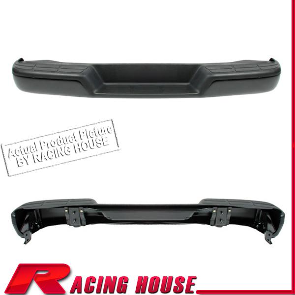 Rear step bumper replacement steel bar pad cap 03-11 chevy express savana black