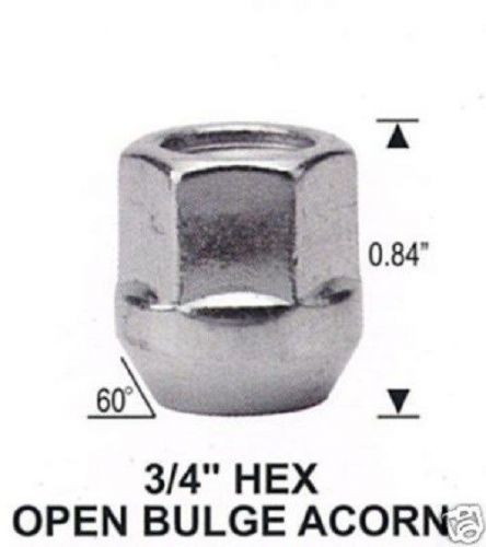 24 pc open bulge 3/4&#034; hex lug nuts cone seat 12mm x 1.50 part # ap-1107