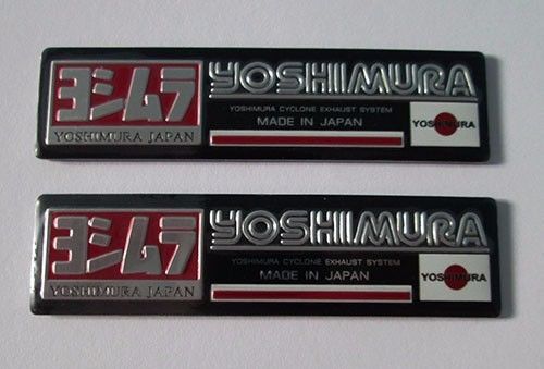 2x yoshimura japan aluminum plate decal exhaust system sticker black
