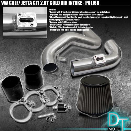 Stainless washable cone filter+cold air intake 06-09 gti rabbit jetta 2.0 polish