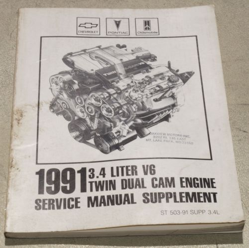 1991 chevy pontiac oldsmobile 3.4l v6 twin dual cam engine service manual supple